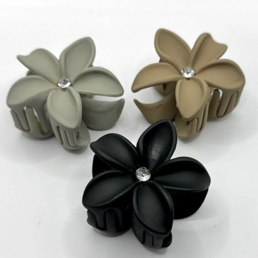 3 Matte Flower Hair Clips NEW